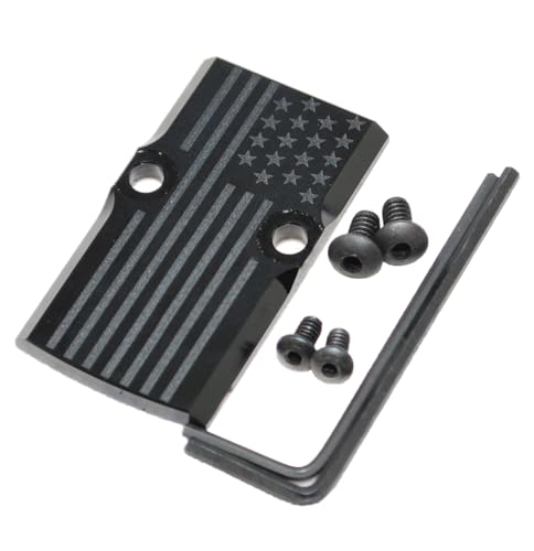 TB Accessories Black Anodized Aluminum RMR Cover Plate Compatible with Glock 17 19 26 Cut Slides (StarFlag-Laser)