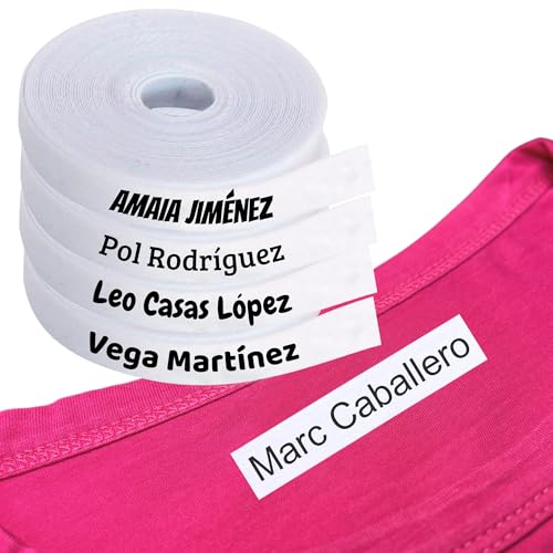 100 Etiquetas Personalizadas para Ropa con Nombre - Marcador Termoadhesivo Infantil para vuelta al cole, niños, guardería - Etiquetas de tela blanca para camisetas, abrigos...