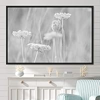 Framed Canvas Wall Art Black and White Flower Canvas Prints Home Artwork Decoration for Living Room,Bedroom - 16x24 inches