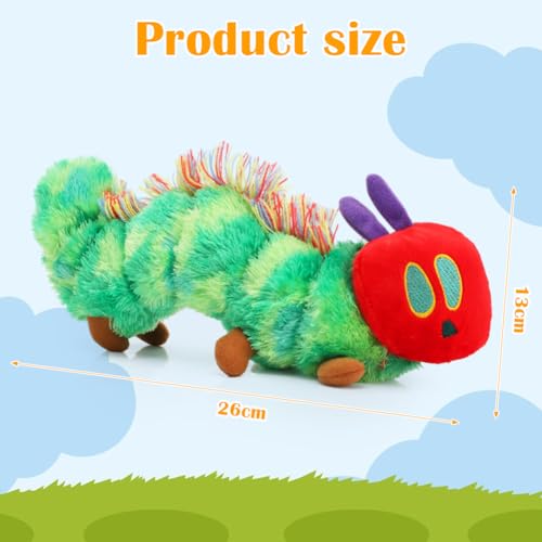Umllpet Raupe Nimmersatt Kuscheltier, 25cm Kleine Raupe Weiche Plüschtier Baby Stofftier Spielzeug Geburtstag Geschenk für Kinder