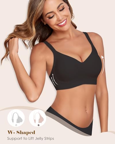 Image of Wireless Bras for Women Soft Support Seamless Bras V Neck Comfort Push Up Bralettes No Underwire Bras