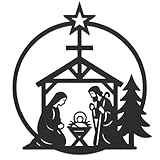 WNXURT Easter Christian Metal Wall Art Holy Family Silhouette Religious Wall Decor Faith Inspired Home Church Prayer Room Mother's Day Decor for Mom Christian Home Decor Black 13.78 x 11.8 Inch