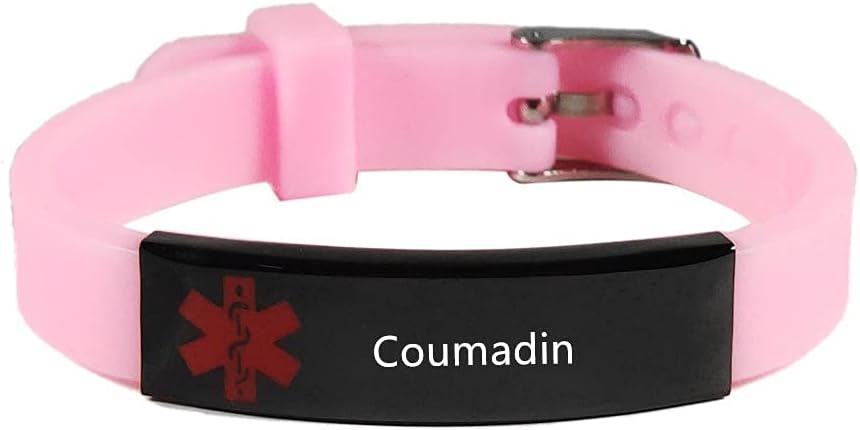 ZKXXJ Medical Bracelet for Adults Teens Boys Girls Adjustable Silicone Wristband Emergency ID Identification Cuff Bracelets Health Alert Systems Awareness Jewelry for Men Women,Pink