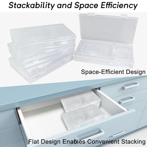 Image of 24 Pack Clear Plastic Storage Boxes with Hinged Lids | Clear Plastic, 4 Sizes, Stackable Hinged-lid Boxes for Beads, Jewelry, Crafts, Hardware, Drawers, and Small Parts