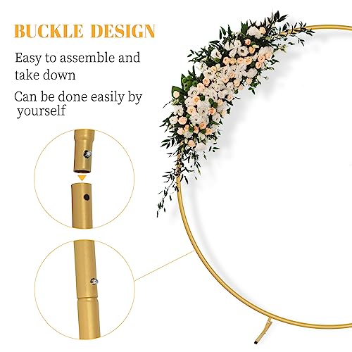 Fogein 6.6Ft Round Backdrop Stand, Stable Circle Balloon Arch Frame, Metal Circle Arch Stand For Wedding Birthday Party Baby Shower Decoration(Gold) #TOP4