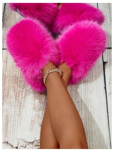 Verdusa Women's Furry Faux Fur House Slippers Warm Home Slipper Shoes4