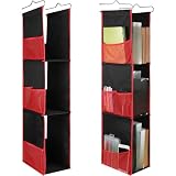 Chapou 1 PC Hanging Locker Shelves Includes 3 Layer Shelf Hanging Locker and 2 Shelf Organizer Accessories for Office School Gym Closet Home Supplies(Red)