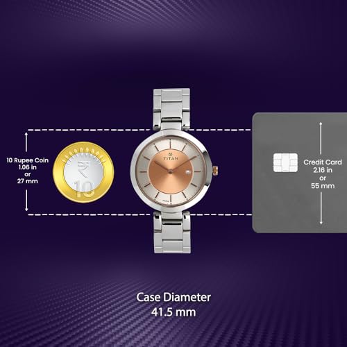 Titan Neo Rosegold Dial, Silver Metal Strap Analog Round Watch for Women's