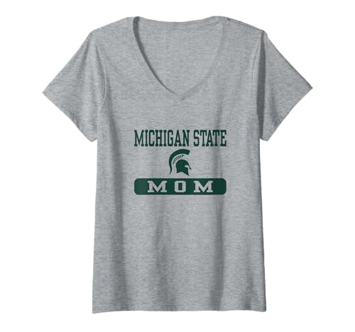 Womens Michigan State Spartans Mom Logo Officially Licensed V-Neck T-Shirt