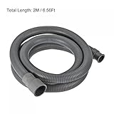sourcing map Washing Machine Drain Hose, 32mm Inner Dia 2M Length Flexible Pipe Extension Gray - Image 2
