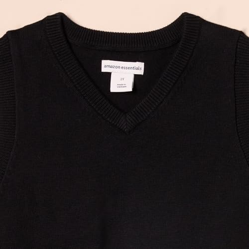 Amazon Essentials Jungen Pulloverweste aus Baumwolle mit V-Ausschnitt, Uniform, Schwarz, 8 Jahre