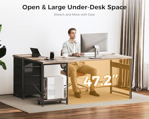 Image of AODK L Shaped Gaming Desk with 4 Drawers, 61 inch Reversible Home Office Desks with Power Outlets, L Shaped Computer Desk with USB Charging Port and Host Stand, Corner Desk, Easy to Assemble, Grey