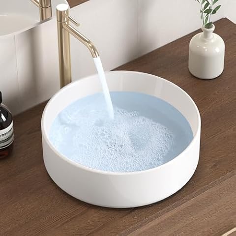 KES Round White Ceramic Vessel Sink Cover