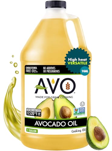 AVO Bulk Avocado Oil for Cooking 1 Gallon (128 fl oz), Non-GMO Certified, No Preservatives, High Smoke Point 500°F, Neutral Flavor, Gluten-Free, Plant-Based, OU Kosher