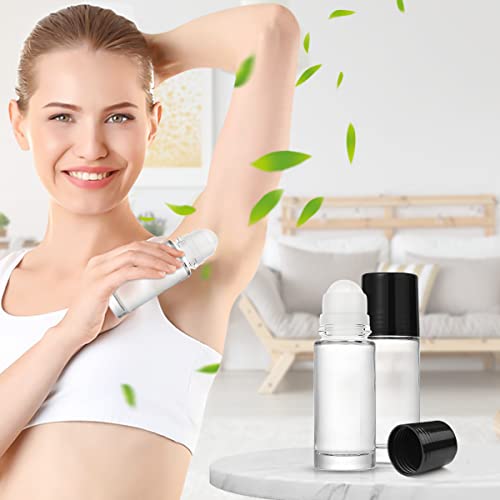 50ml/1.7oz Glass Roll On Bottles 6 Pack Empty Deodorant Bottles Refillable Essential Oil Container Travel Glass Roller Vials For DIY Sunscreen Moisturizer Perfume Aromatherapy4
