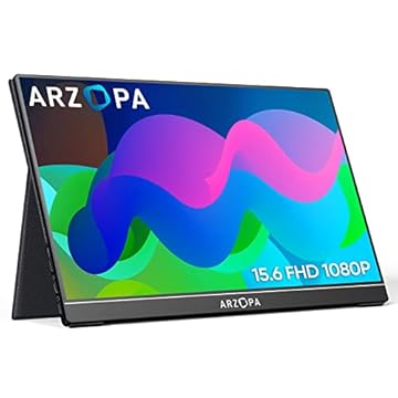 ARZOPA Monitor portátil 15,6'' FHD 1080P Monitor portátil para computador IPS Ecrã externo USB C HDMI para PC MAC Telefone Xbox PS5- A1 GAMUT