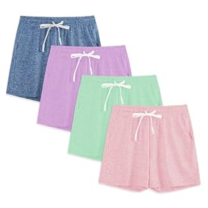 Phedrew Mädchen Sport-Shorts, Pastell Multipack, 4er-Pack