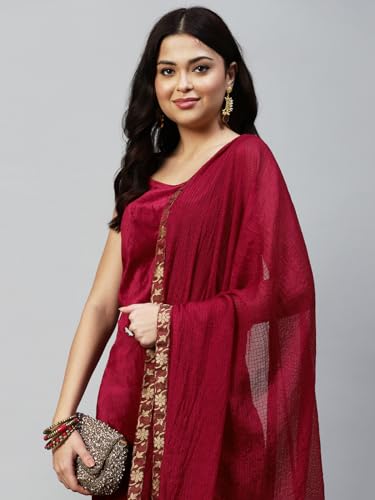 Image of SIRIL Women's Velvet Solid Straight Kurta Set with Dupatta