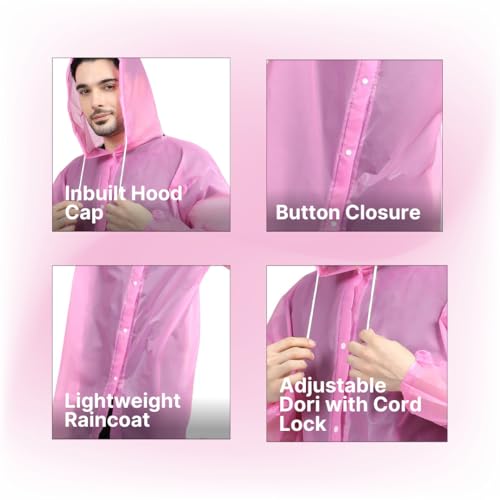 Image of Citizen Eco-Friendly EVA Poncho Raincoat for Men & Women, Lightweight Waterproof Coat with Hood, Adjustable Drawstring, Button Closure Outdoor Rainwear