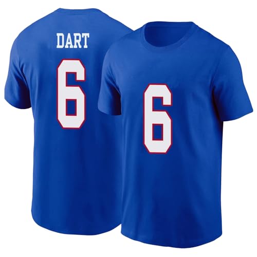 Jaxson Dart #6 New York Football Shirt Jersey 100% Cotton (US Alpha Large Classic Blue)