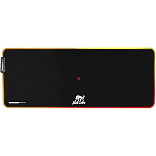 HEADGLITCH 'Full Health' RGB Gaming Mouse Pad | Extra Large Desk Mat | XXL Mousepad LED | Easy Clean Surface | Non-Slip Rubber Base | Extended Light Up Computer Office Mousepad |