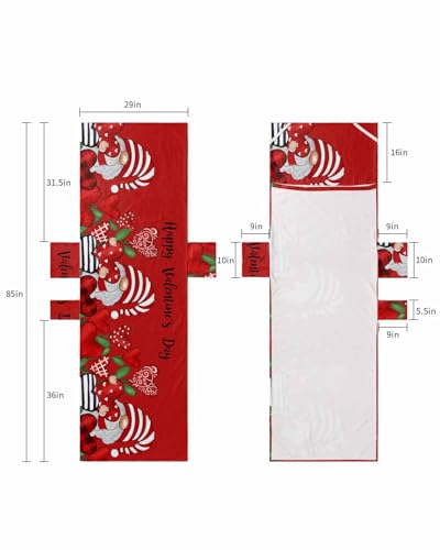 Red Love Heart Valentine Beach Lounge Chair Towel Cover, Soft Chaise Lounge Towel with Side Pockets Patio Pool Chairs Cover for Beach/Pool Sunbathing 29x85 Gnomes Teal Botanical Red