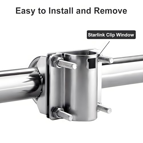 Bywen Marine - Grade Stainless Steel Rail Mount for Starlink Gen 2 - Fits 1 - 2 Inch Poles, Ideal for Boat/Yacht/RV Antenna Install