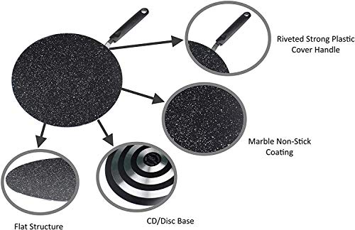 Marble Non Stick Aluminium Tawa Pan Black (26cm) 3 Gallery Image Marble Non Stick Aluminium Tawa Pan Black (26cm) 3 Gallery Image
