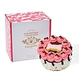 Thoughtfully Pets Hunde Geburtstag Keks-Kuchen - Erdnussbutter-Geschmack - Happy Birthday Kuchen für Hunde - Geburtstagskuchen mit Zuckerguss und Streusel dekoriert - Pink, ca. 15 cm
