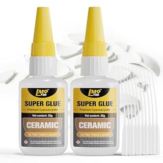 Ceramic Super Glue 2 Pack, Food Safe Ceramic Glue Repair Pottery Porcelain, Waterproof Clear Instant Adhesive for Mugs, Chip, Figurines, Dishes, Bowls, Plates, Fast Drying CA Glue Strong, Non Toxic