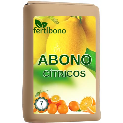 FERTIBONO Abono Citricos Premium para Limonero y Naranjos, 20-5-10 con Hierro, Calcio, Mat. Orgánica, Azufre, Magnesio y Manganeso – Evita Amarillo en Hojas, Fortalece Raíces y Mejora Frutos (7Kg)