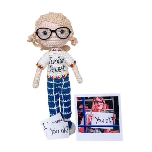 SWEET LEMONCO Crochet Doll Personalized by Your Photo, Customized Crochet Gifts for Her/Him Boys Girls Mom Dad, Hand Knitted Mini Me Doll Stuffed Portrait Toys