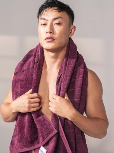 Image of DAMENSCH 100% Cotton Towels, Super Soft Towels Set, Ultra Absorbent Towel for Women, Quick Dry Face Towel for Men, Long Lasting Colours Bath, Hand and Face Towels-Midday Maroon II
