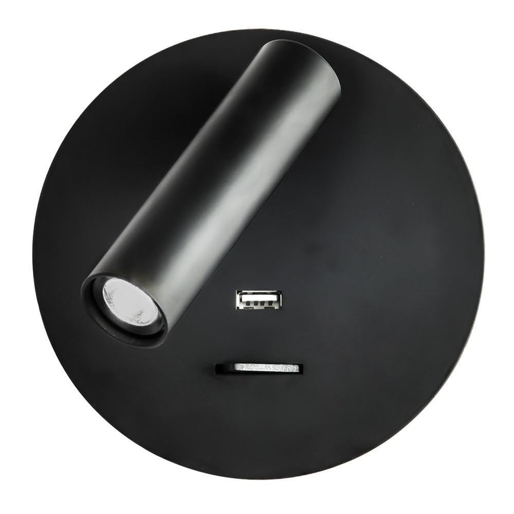 Aplique 3W 4000K Giotto negro con foco led orientable e interruptor 2