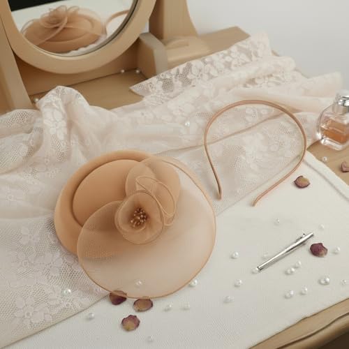 Image of DRESHOW Fascinators Hat Feather Headband Women's Fascinators Tea Party Headwear with Clip Flower Head Band for Girls & Women