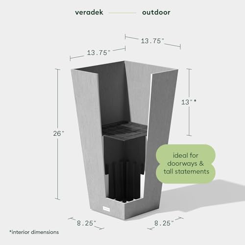 Image of Veradek Pure Series Taper Planter & Drip Tray - Tapered Planter with Shelf