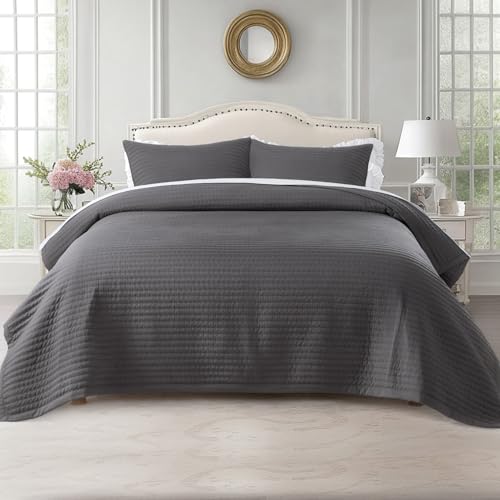 KASENTEX Queen Quilt Set 90x90 - Soft Washed 3-Layer Nordic