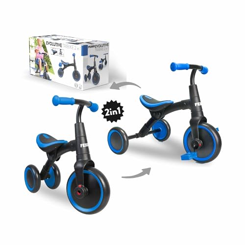 FEBER Evolutive Bike 2 en 1 Ligera y Resistente, Función Correpasillos y Triciclo con Pedales, Fácil Conversión, Diseño Moderno y Colores Llamativos, Fomenta Equilibrio y Autonomía, Famosa (FEB18000)