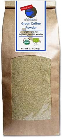 Green Coffee Powder organic, 100% pure and natural (finely ground, 500g) - GMP certified