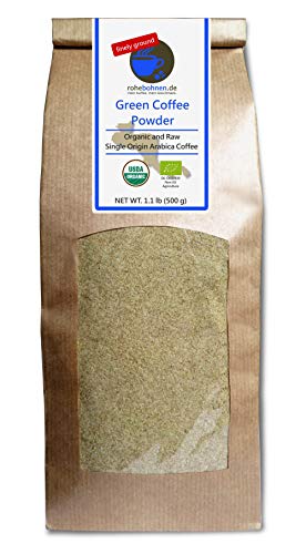 Green Coffee Powder organic, 100% pure and natural (finely ground, 500g) - GMP certified