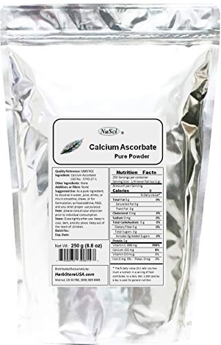 NuSci Calcium Ascorbate Pure Powder Buffered Vitamin C (250 Grams (8.8 oz))
