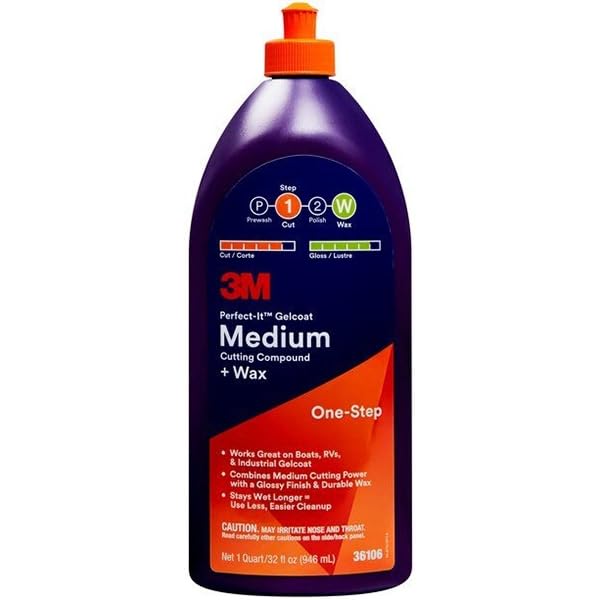 3M Perfect-It - Medium - Cutting Compound + Wax, pasta abrasiva e cera per 3M Perfect-it Boat Wax, 946 ml