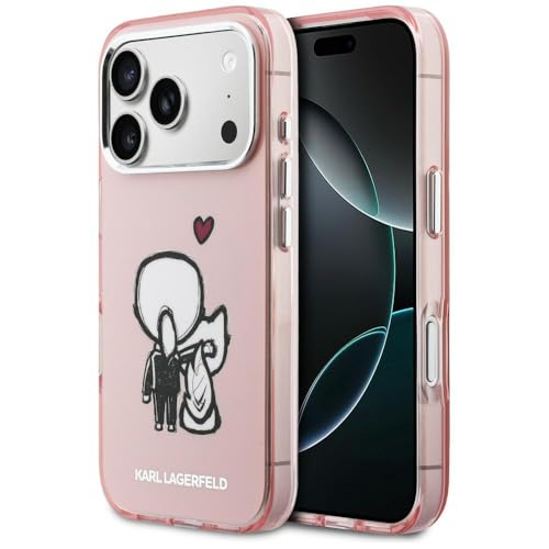 CG MOBILE Karl Lagerfeld Karl & Choupette Coque arrière compatible avec MagSafe pour iPhone 17 Pro (rose)