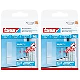 tesa Klebestreifen zum Befestigen auf transparentem Untergrund z.B. Glas, 1 kg Halteleistung (Packung mit 2)