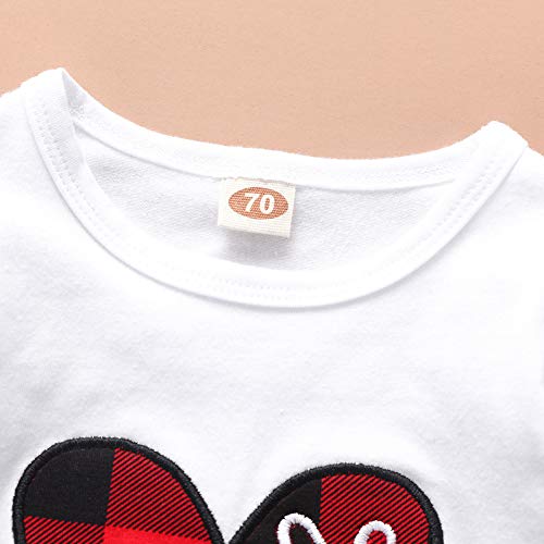 Mulmagni 3m-3Y Conjunto de saia xadrez de manga comprida com estampa de amor, Vermelho, 110