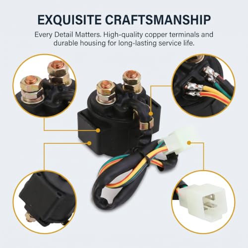 Relé Solenoide de Arranque para Motocicleta, Resistente a Sismos, Antidesprendimiento, Relé Motor 12V, Resistente al Agua y al Calor, Universal para Motocicletas, Karts y Scooters (Negro) miniatura 3