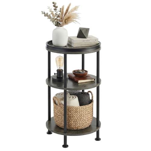 Mesa auxiliar redonda pequeña con 30% de descuento, diseño de 3 niveles