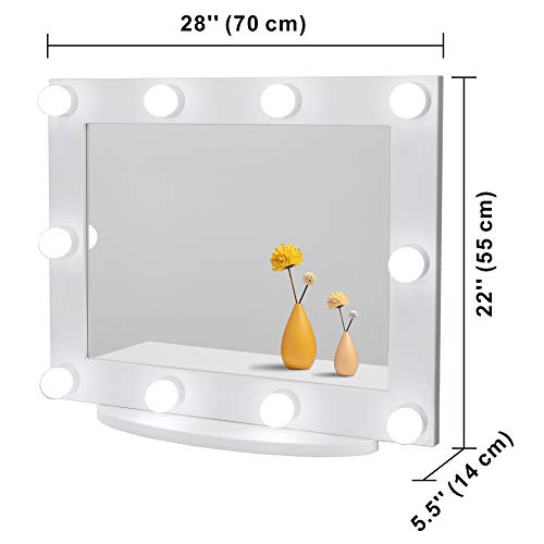 Waneway Hollywood Vanity Mirror With Lights, Large Lighted Makeup Mirror For Dressing Room & Bedroom, Light-Up Dressing Table Cosmetic Mirror, Multiple Color Modes, Tabletop Or Wall Mount, White #TOP5