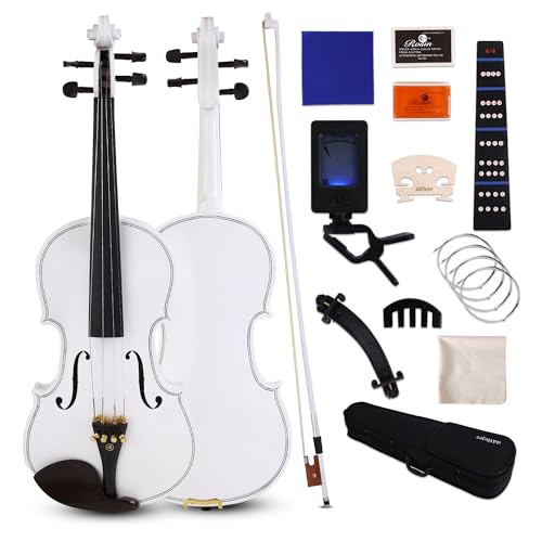 Juego completo de violín 4/4, violín para principiantes, violín de madera, negro con caja, lazo,...