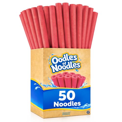 Image of Oodles of Noodles Deluxe Rainbow Swimming Pool Noodles Foam- Pack of 50 - Approx. 48 inch x 2.5 inch Multi-Purpose Foam Tubes, Pool Floats for Water Fun, Exercise, Crafts, Padding, Insulation & More